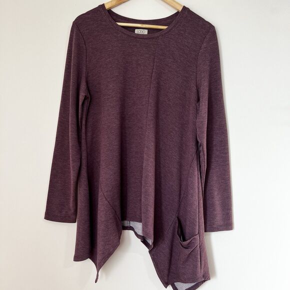 Logo Lori Goldstein Cranberry Pink Long Sleeve Tunic Women’s L Lagenlook - Picture 1 of 9